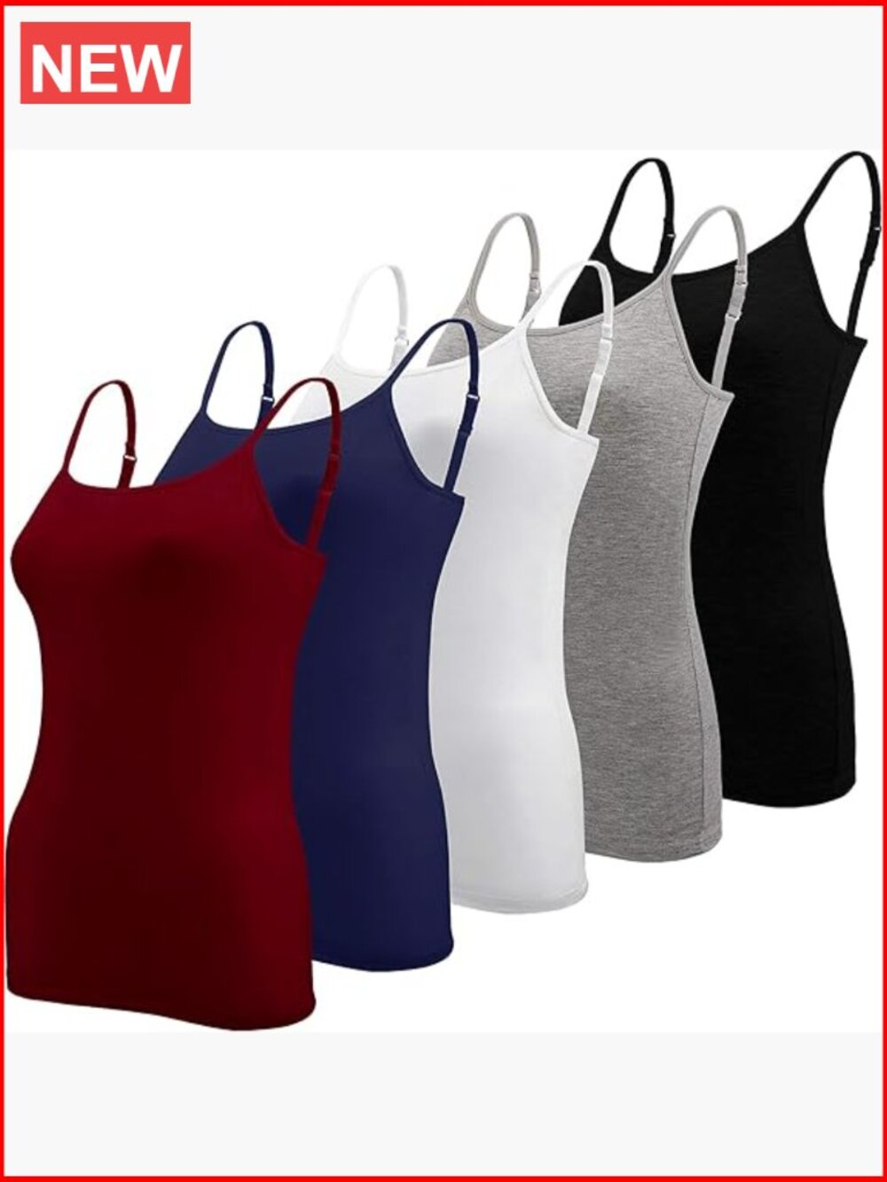 5 Pcs Women's Camisole Tank Top Undershirt Spaghetti Strap Basic Camisoles